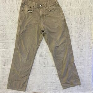 Carhartt B159 DKH Loose Fit Carpenter Pants Mens 32x34 Khaki Canvas Workwear